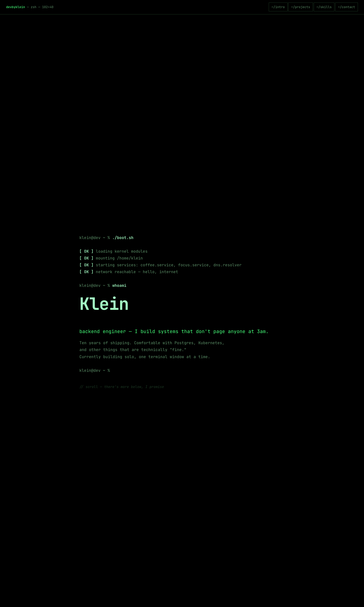 Dev by Klein — built by a Nova site prompt