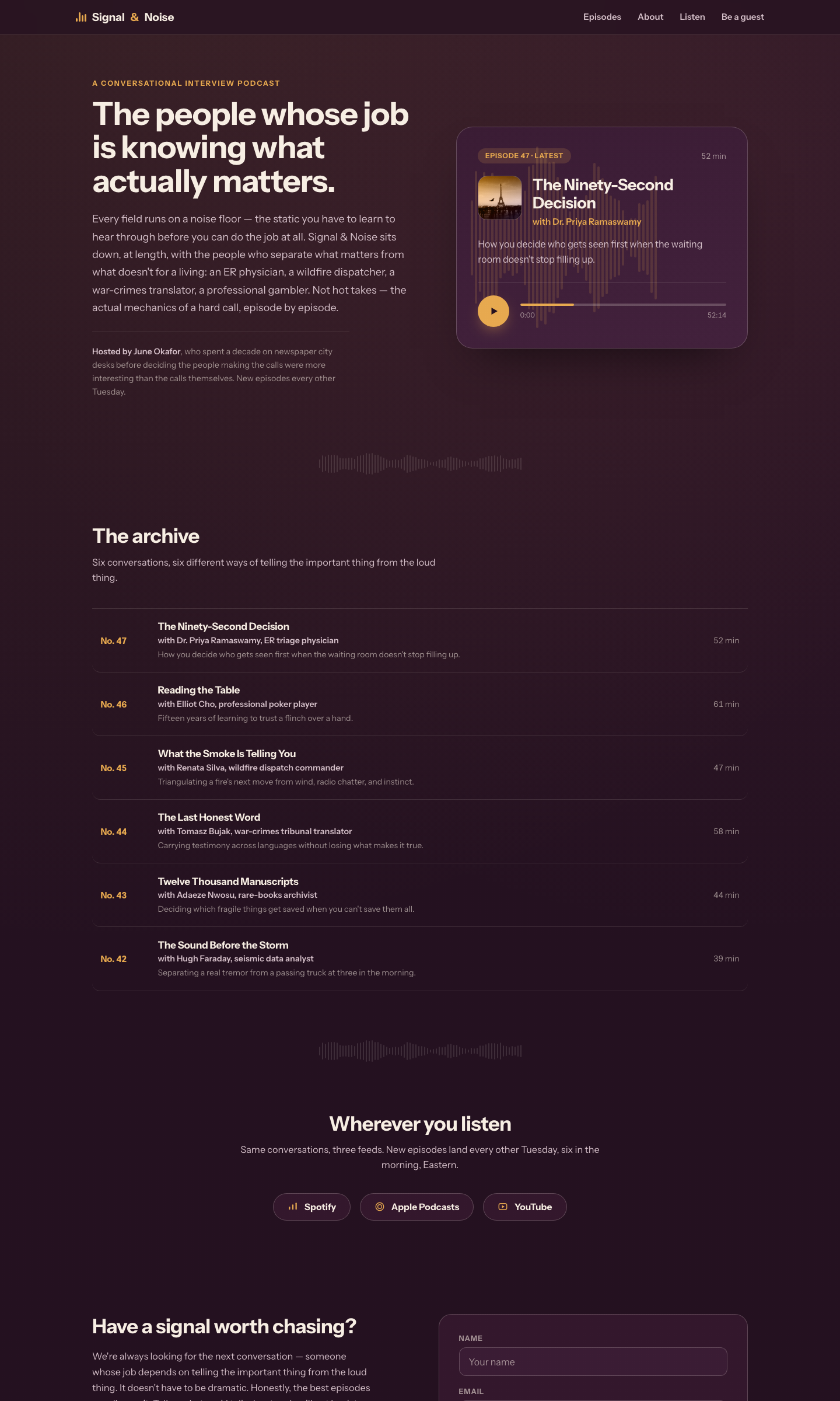 Signal & Noise — built by a Nova site prompt