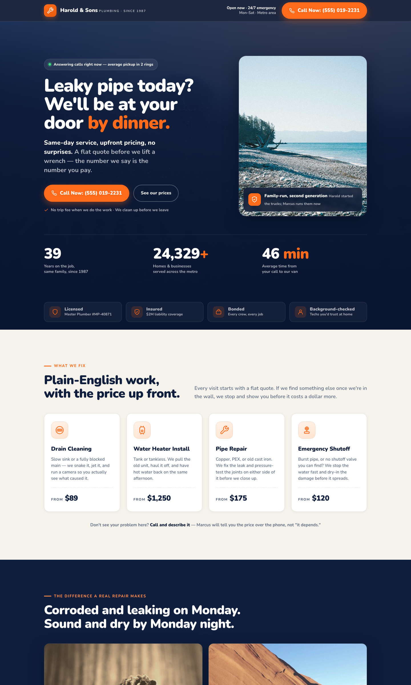 Harold & Sons Plumbing — built by a Nova site prompt